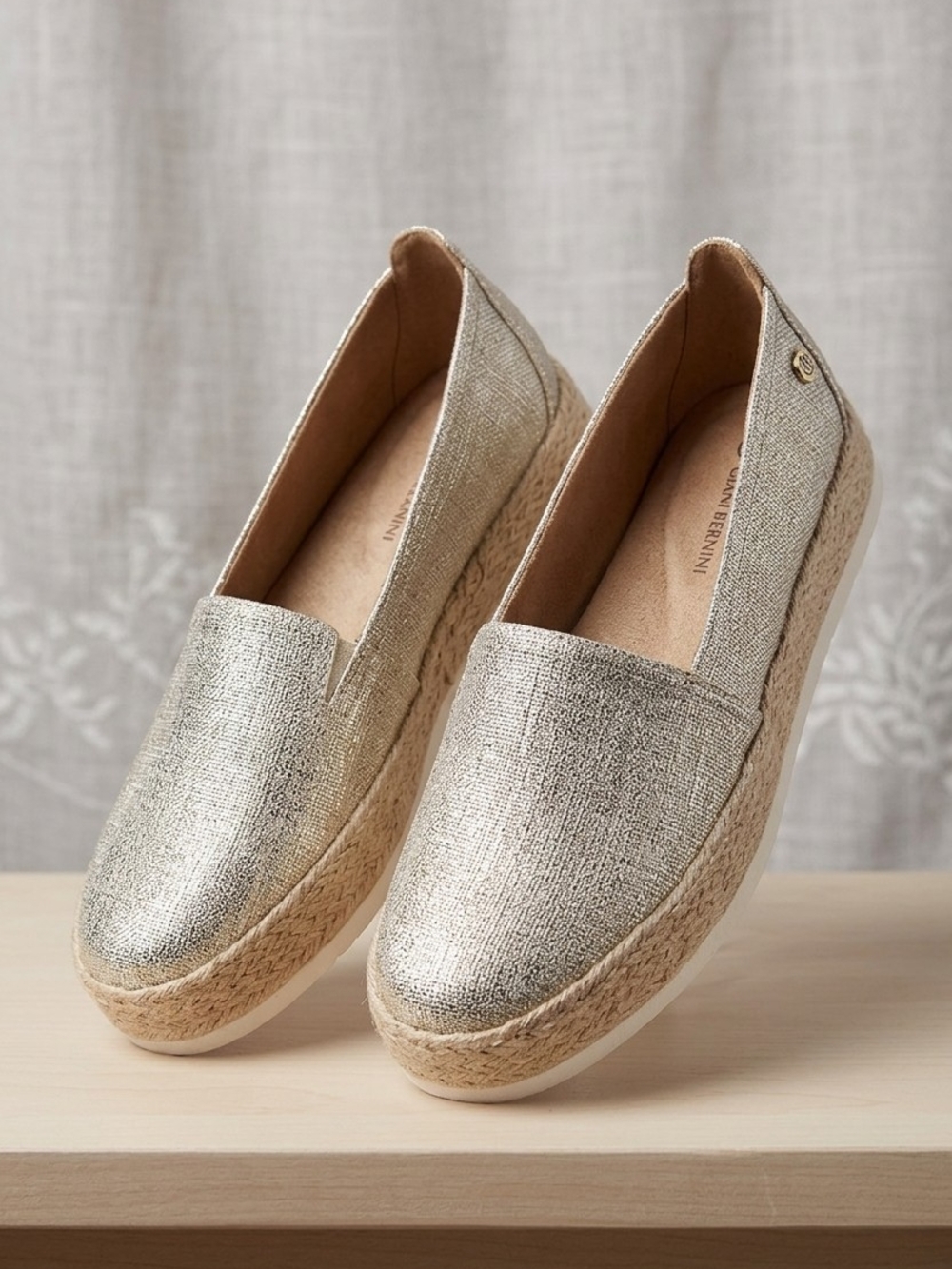 Giani Bernini Metallic Gold Espadrille Platform Loafers (Floor Sample)